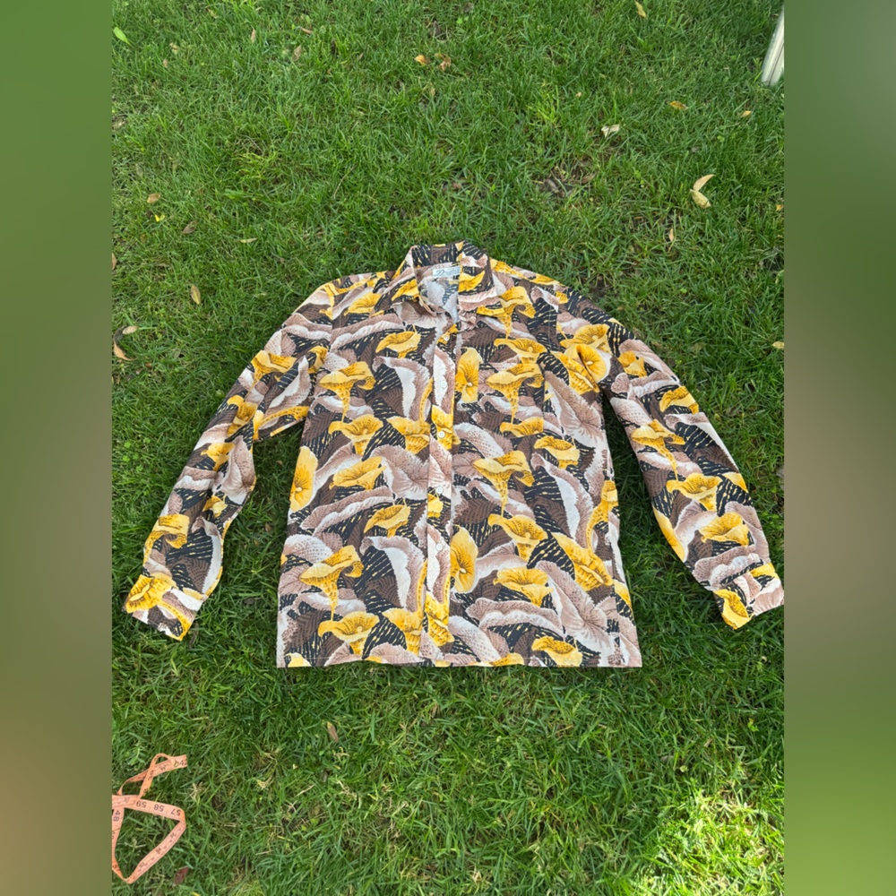 70s Vintage anthurium Disco shirt Sz Lrg - Picture 2 of 6